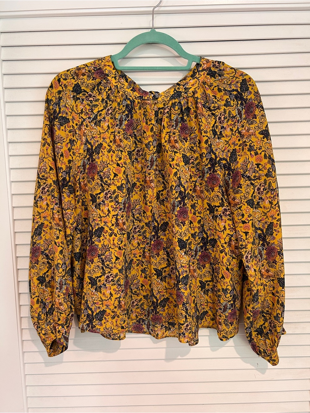 Madewell x Karen Walker Yellow Silk Floral Peasant Blouse